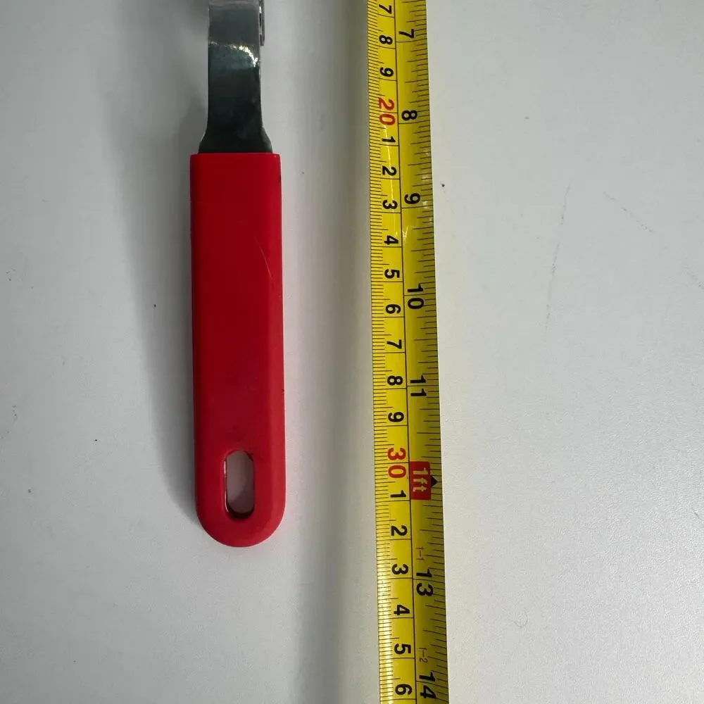 Hangable Red Silicone Handle Kitchen Slotted Spoon w/ Hook